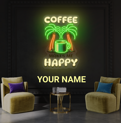 Enseigne néon LED "Coffee Happy"