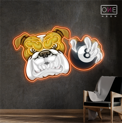Enseigne néon LED Motif bouledogue 8 billes