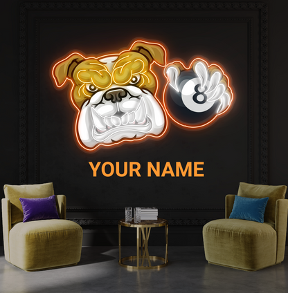 Enseigne néon LED Motif bouledogue 8 billes