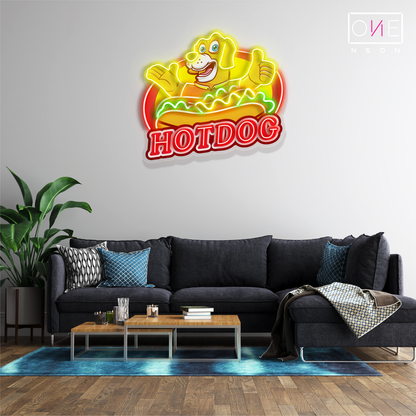 Enseigne néon LED œuvre Hot Dog