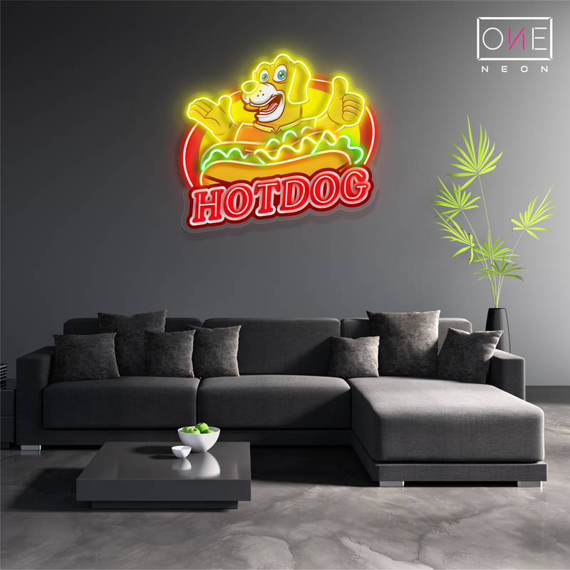 Enseigne néon LED œuvre Hot Dog