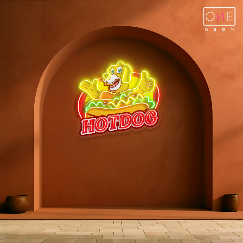 Enseigne néon LED œuvre Hot Dog