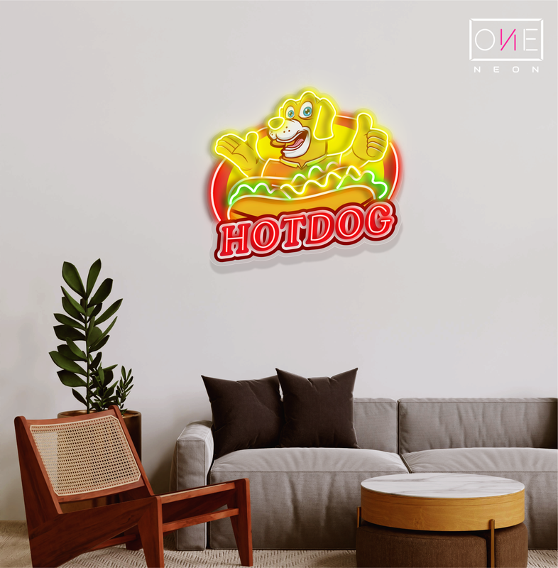 Enseigne néon LED œuvre Hot Dog