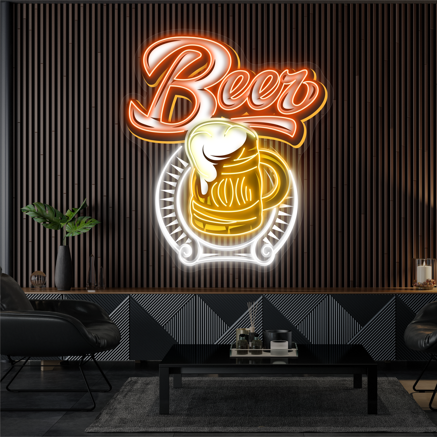Enseigne LED néon décorative Bière givrée