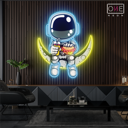 Enseigne néon LED Hamburger Astronaute