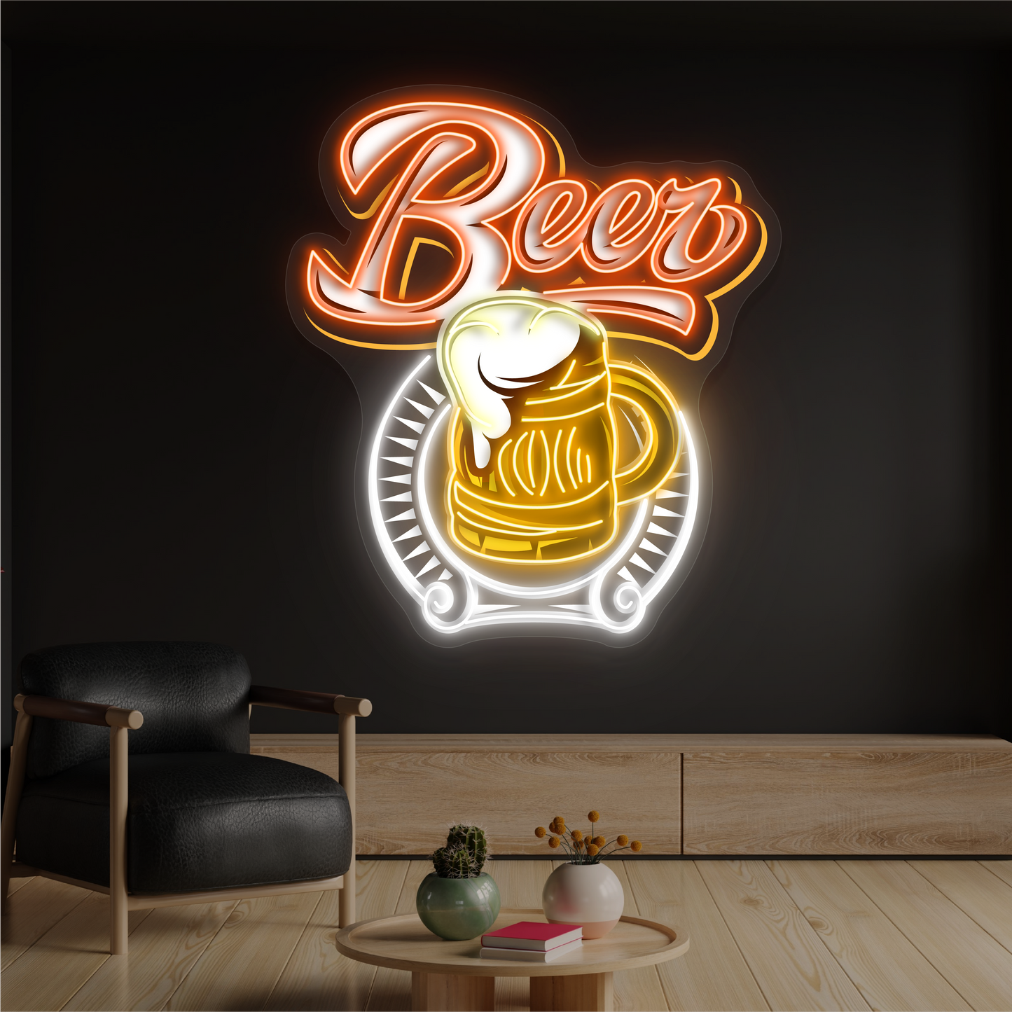 Enseigne LED néon décorative Bière givrée