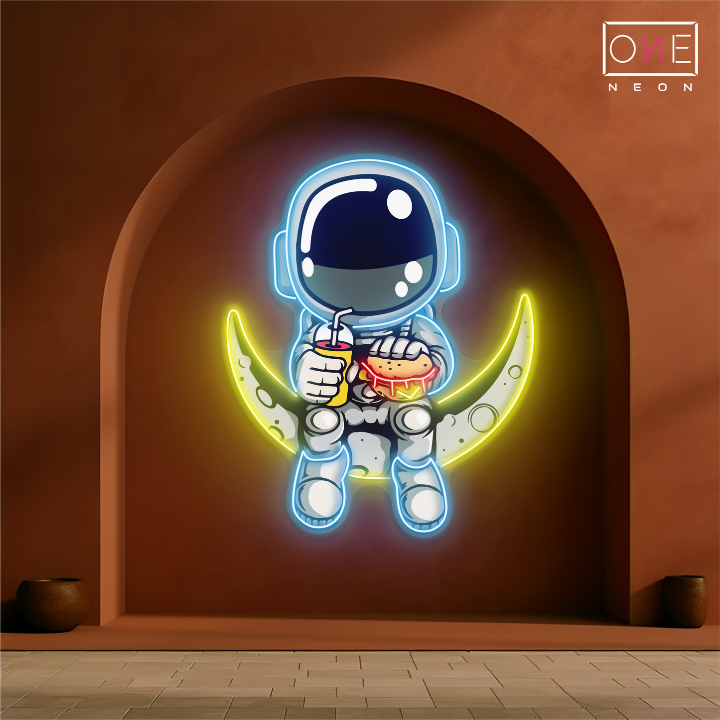 Enseigne néon LED Hamburger Astronaute