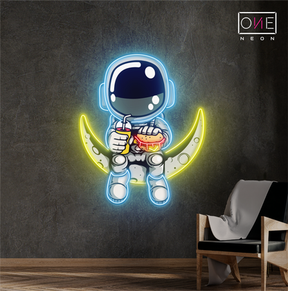 Enseigne néon LED Hamburger Astronaute