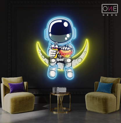 Enseigne néon LED Hamburger Astronaute