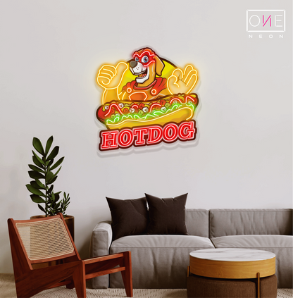 Enseigne néon LED œuvre d'art Hot Dog