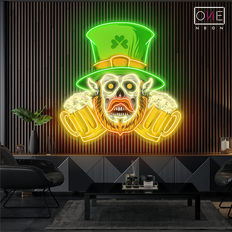 Enseigne néon LED murale « Haunted St. Paddy's Brew Artwork »