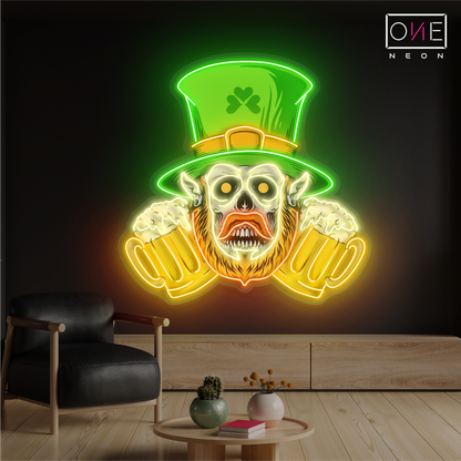 Enseigne néon LED murale « Haunted St. Paddy's Brew Artwork »