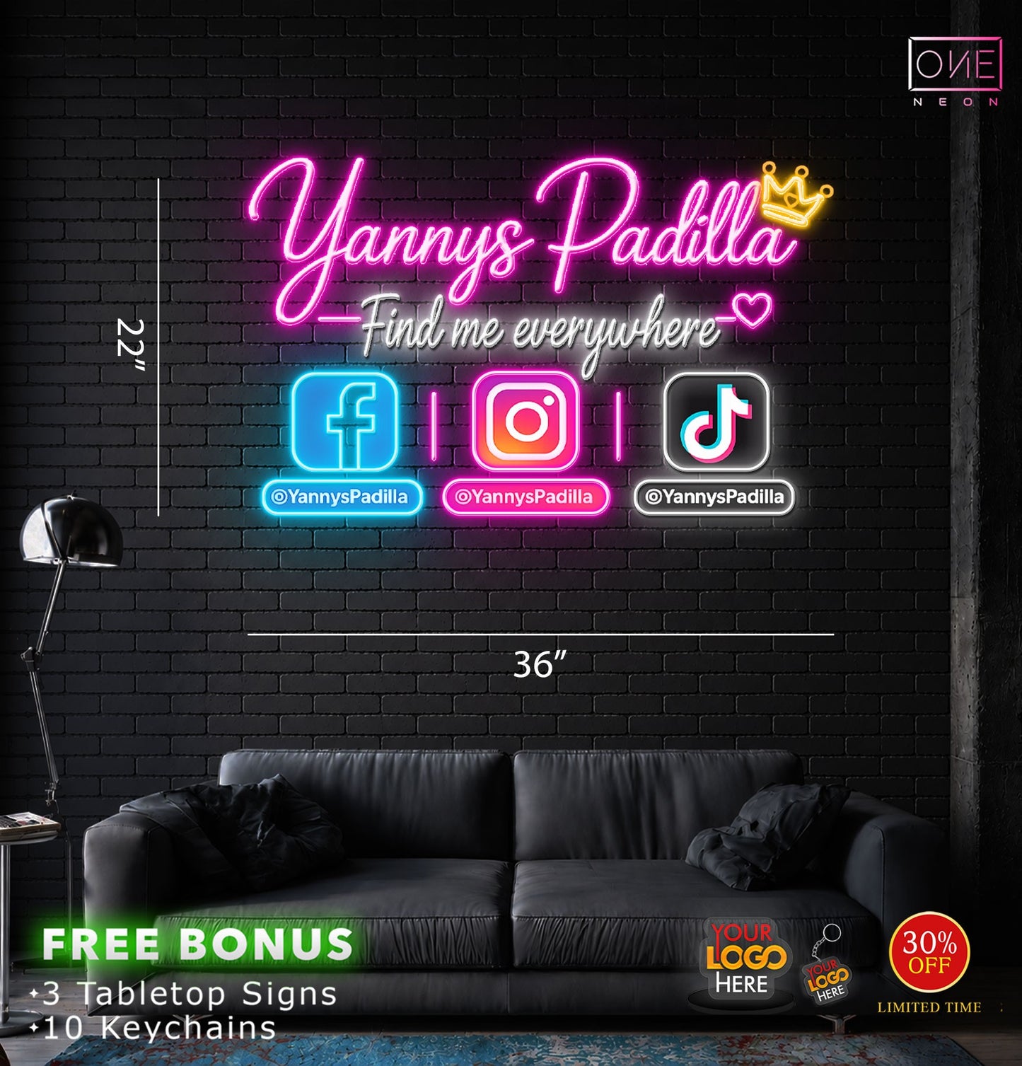 Yannys Padilla logo | LED Neon Sign
