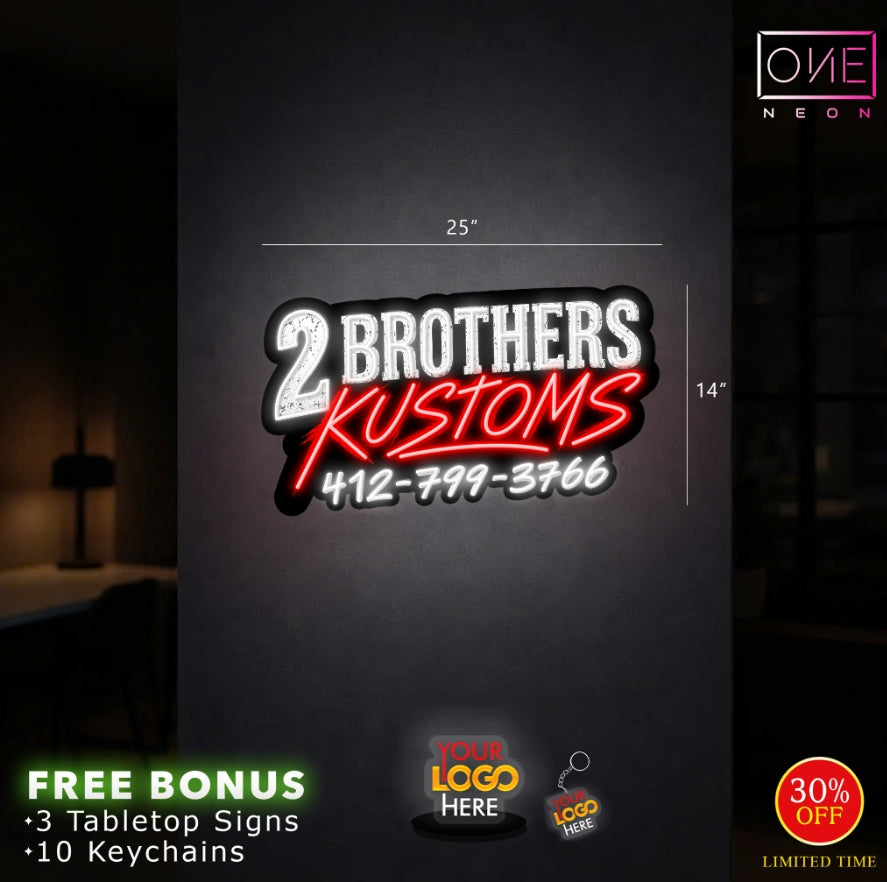 2 Brothers customs | LED Neon Sign