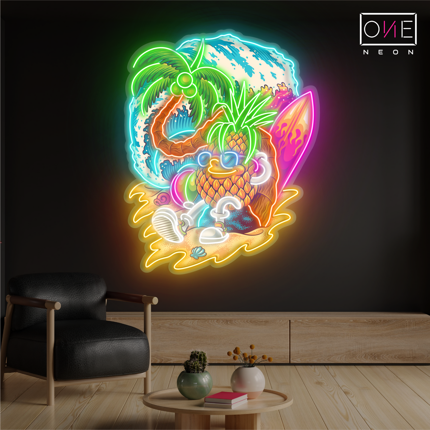 Enseigne néon LED ananas paradisiaque
