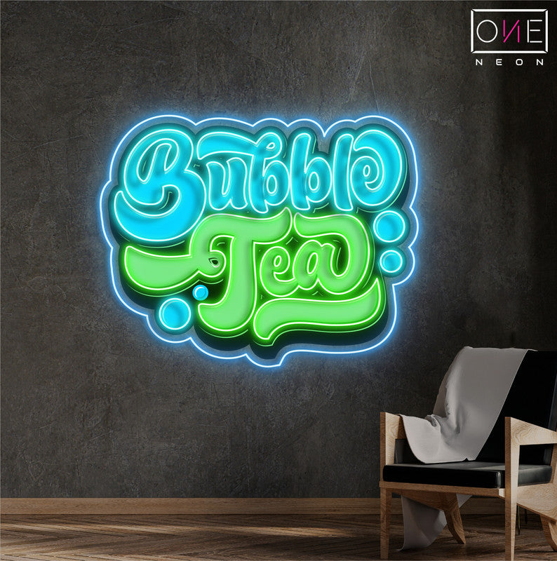 Enseigne néon LED œuvre d'art Bubble Tea