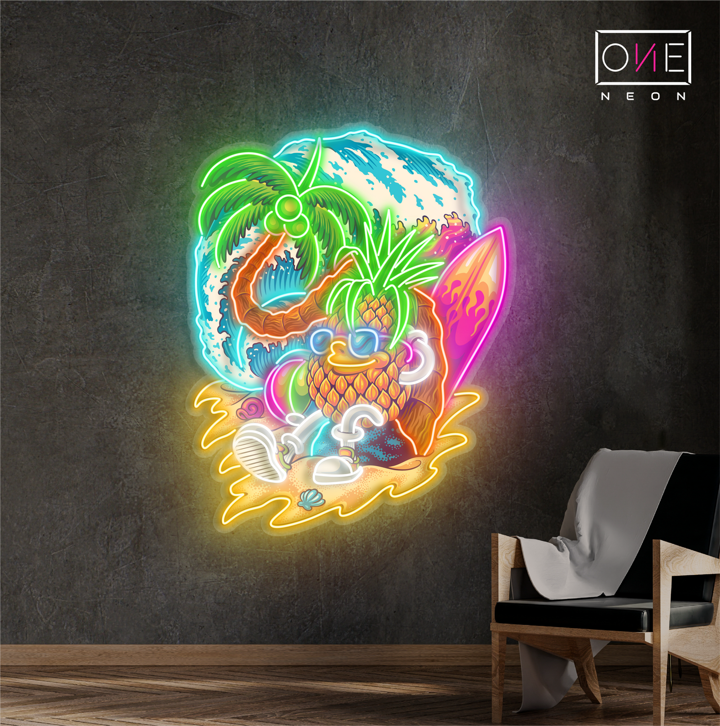 Enseigne néon LED ananas paradisiaque