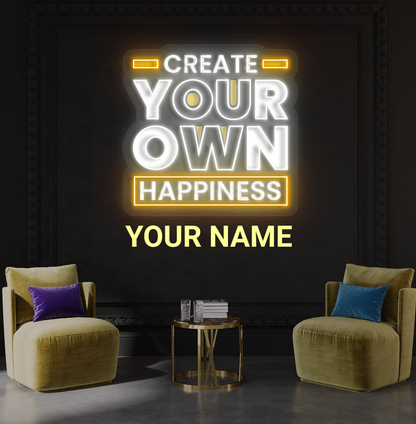 Créez votre propre œuvre d'art murale néon LED "Happiness"