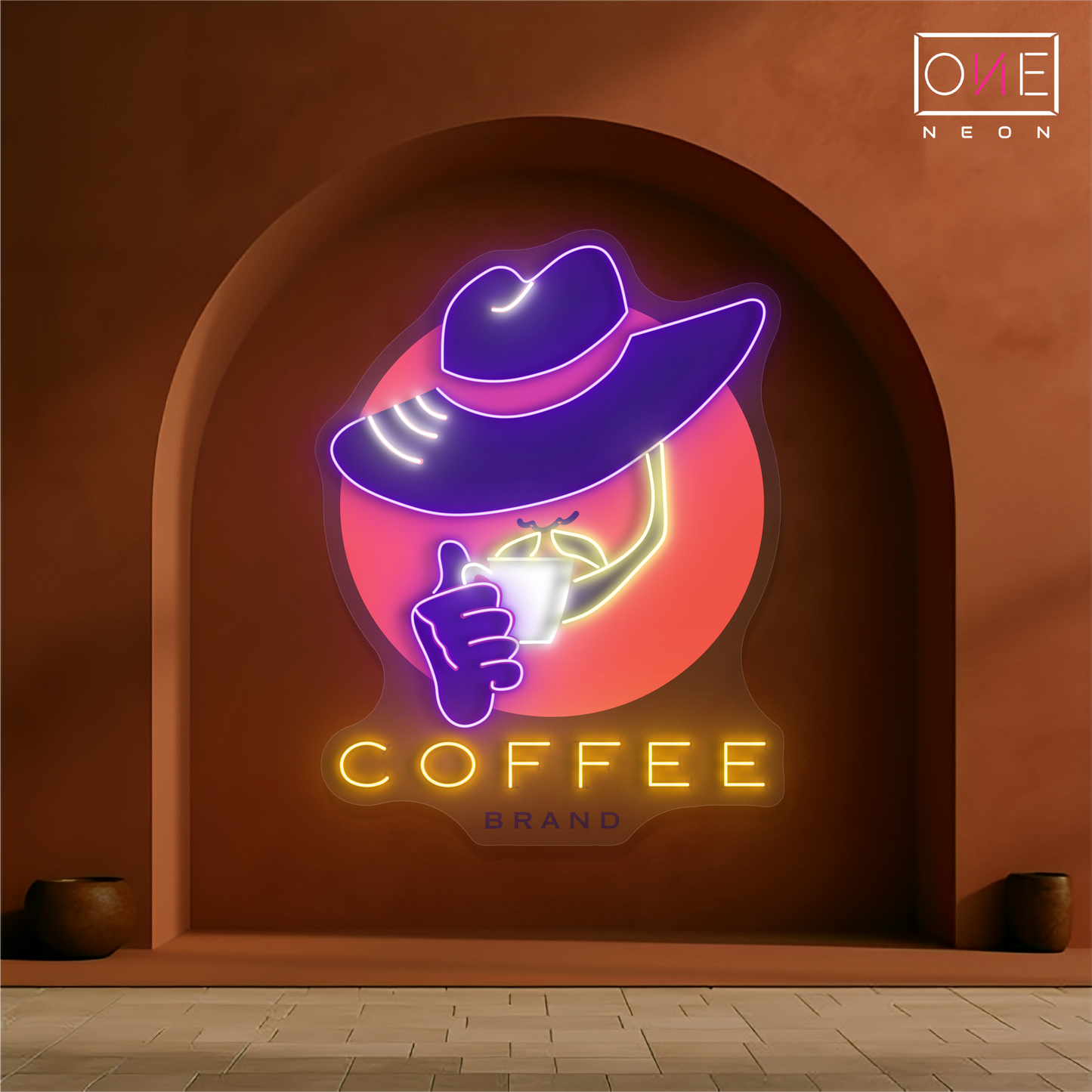 Enseigne néon LED œuvre d'art Café Cowboy