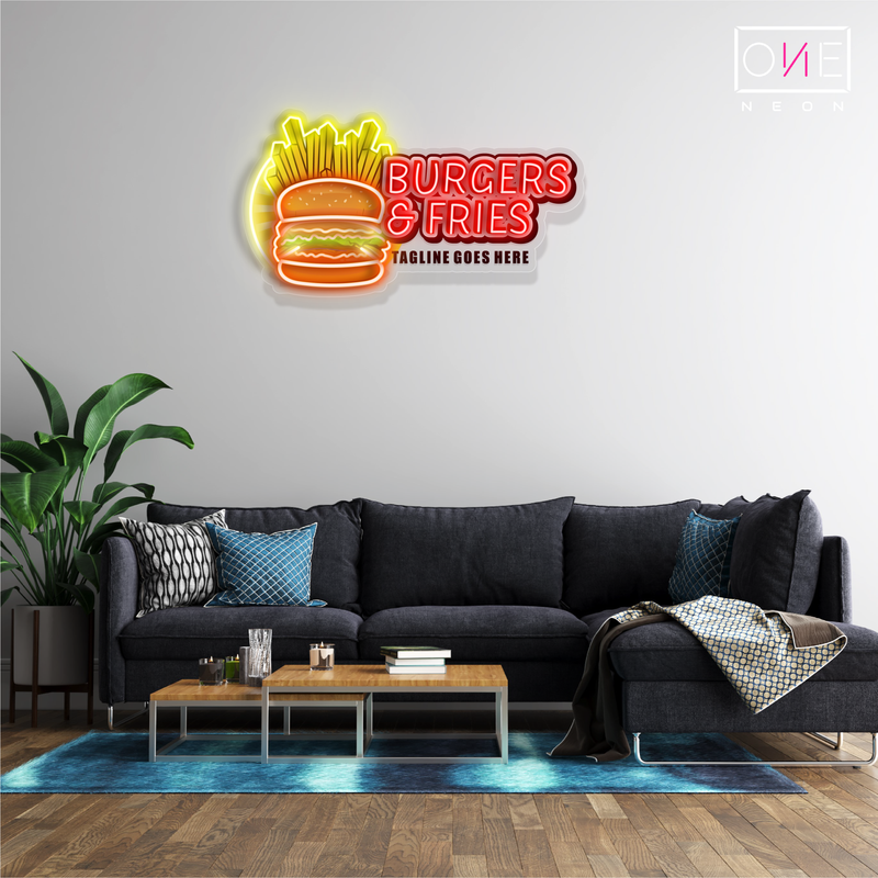Enseigne néon LED Burgers & Frites