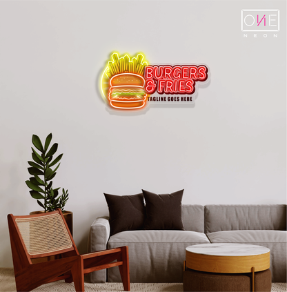 Enseigne néon LED Burgers & Frites