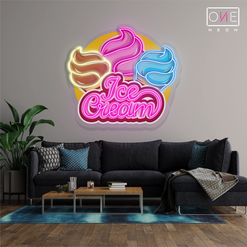 Enseigne néon LED représentant une glace
