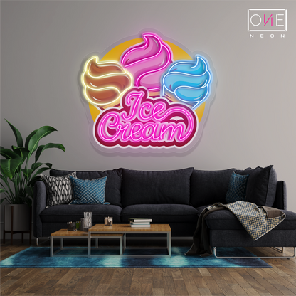 Enseigne néon LED représentant une glace