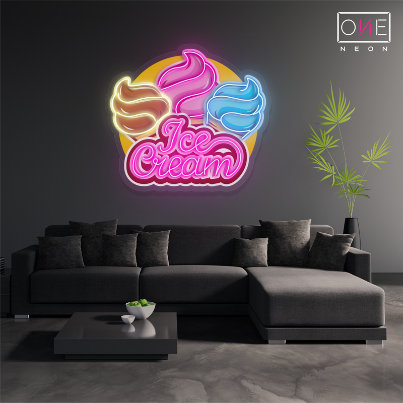 Enseigne néon LED représentant une glace