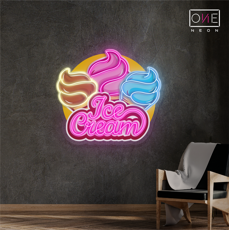 Enseigne néon LED représentant une glace
