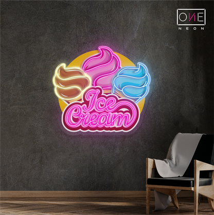 Enseigne néon LED représentant une glace