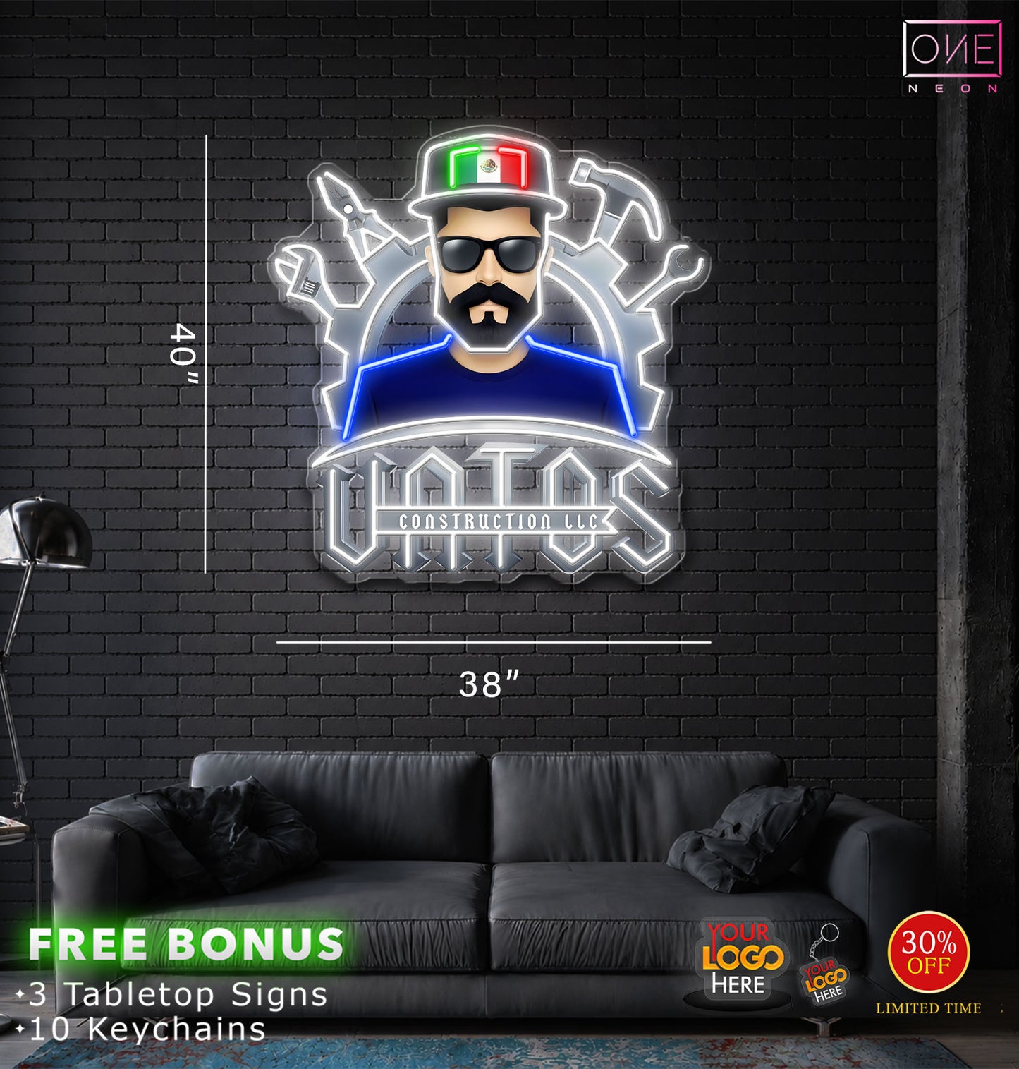 Enseigne néon LED œuvre d'art Tatoueur