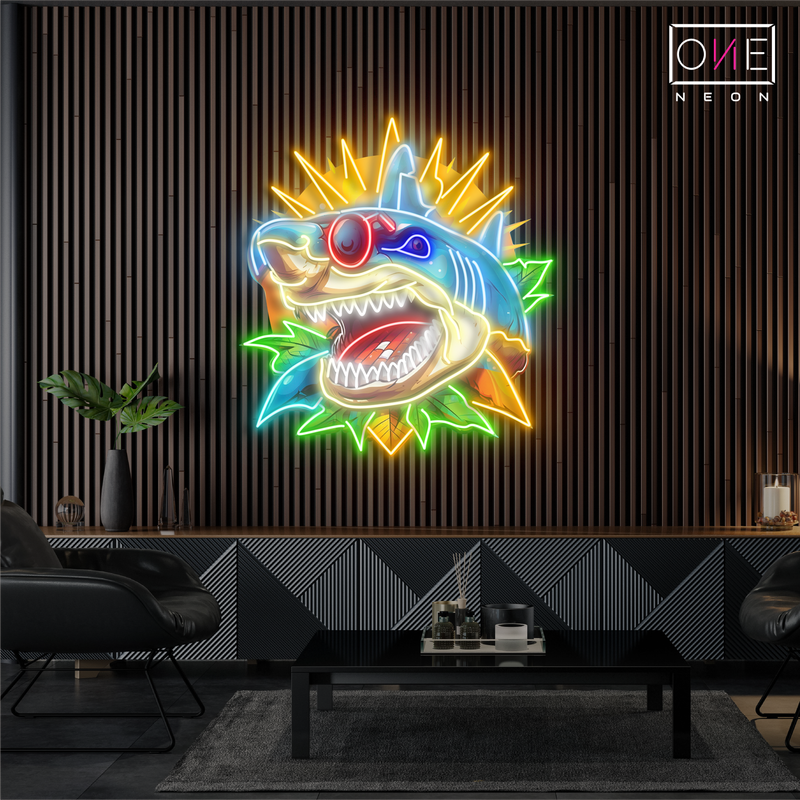 Enseigne néon LED décorative requin cybernétique