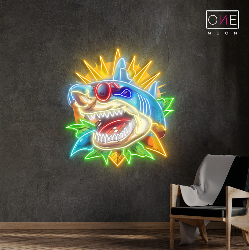 Enseigne néon LED décorative requin cybernétique