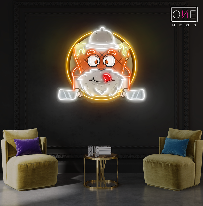 Enseigne néon LED mascotte de steak de viande