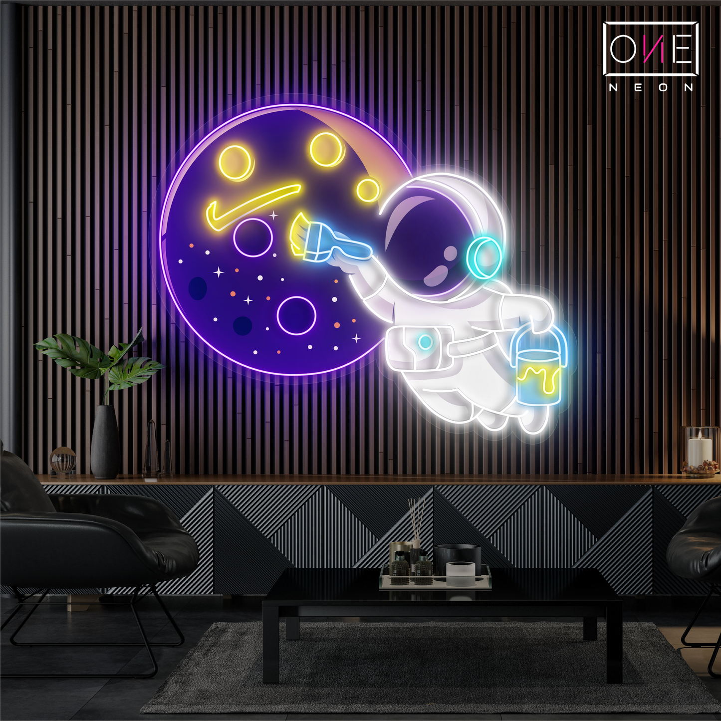 Enseigne LED néon décorative : Peintre Astronaute