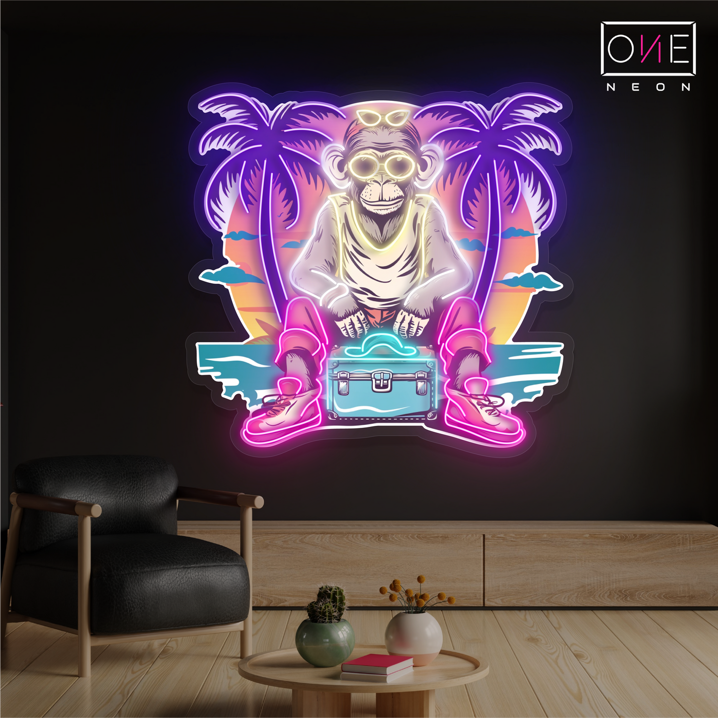 Enseigne Néon LED "Chill Monkey Vibes Artwork"