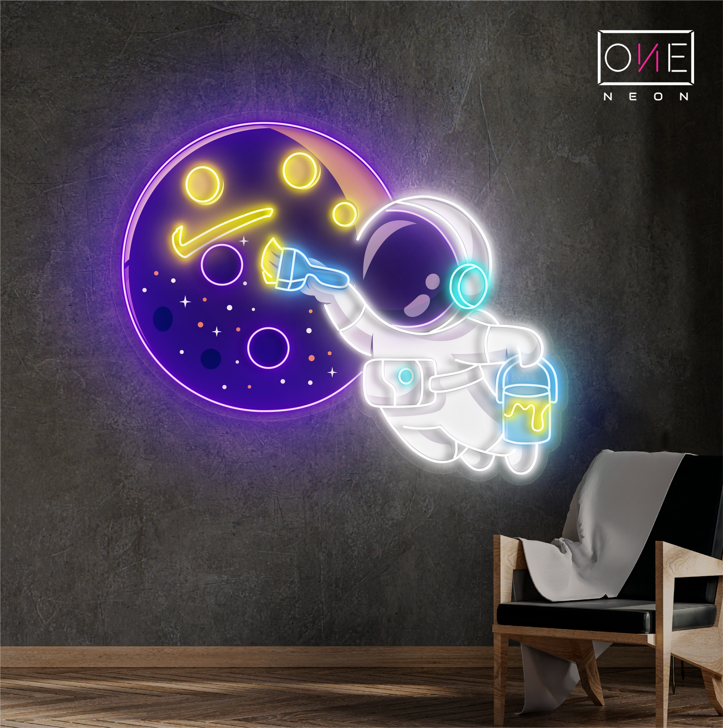Enseigne LED néon décorative : Peintre Astronaute