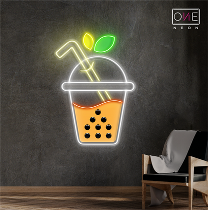 Enseigne néon LED illustrée « Sweet Boba Sip »
