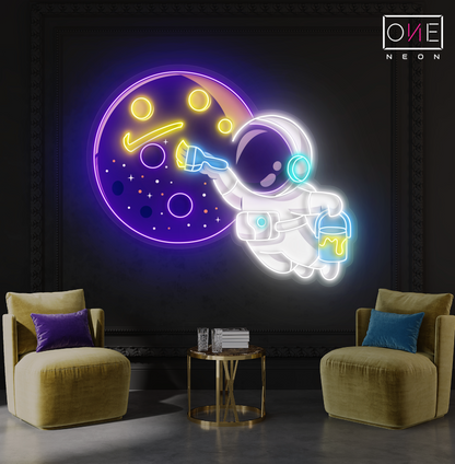 Enseigne LED néon décorative : Peintre Astronaute
