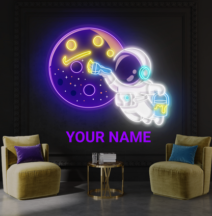 Enseigne LED néon décorative : Peintre Astronaute