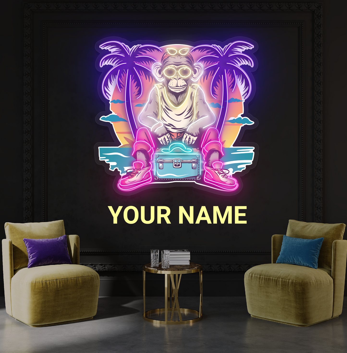 Enseigne Néon LED "Chill Monkey Vibes Artwork"