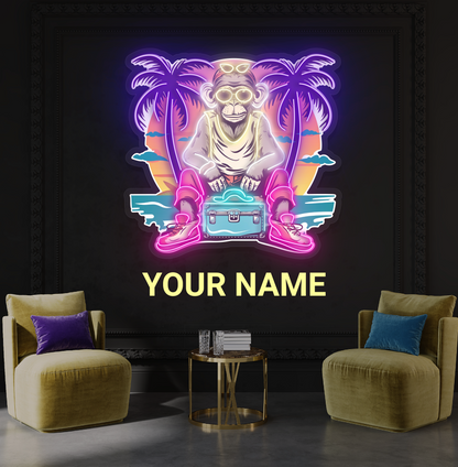 Enseigne Néon LED "Chill Monkey Vibes Artwork"