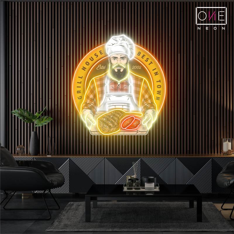 Enseigne néon LED "Grill House Barbecue Artwork"