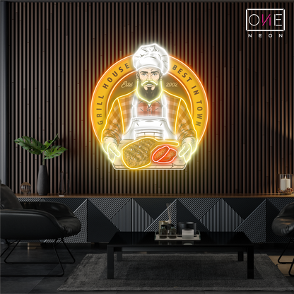 Enseigne néon LED "Grill House Barbecue Artwork"