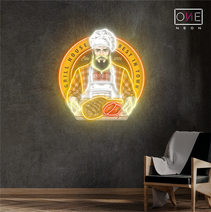Enseigne néon LED "Grill House Barbecue Artwork"