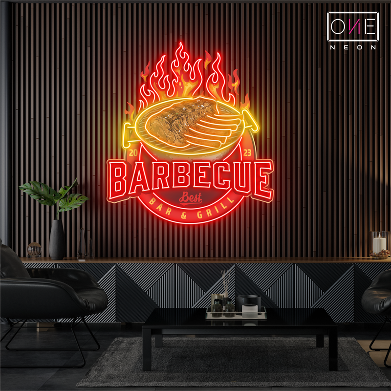 Enseigne lumineuse LED néon « Barbecue Bar & Grill »