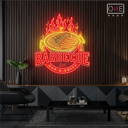 Enseigne lumineuse LED néon « Barbecue Bar & Grill »