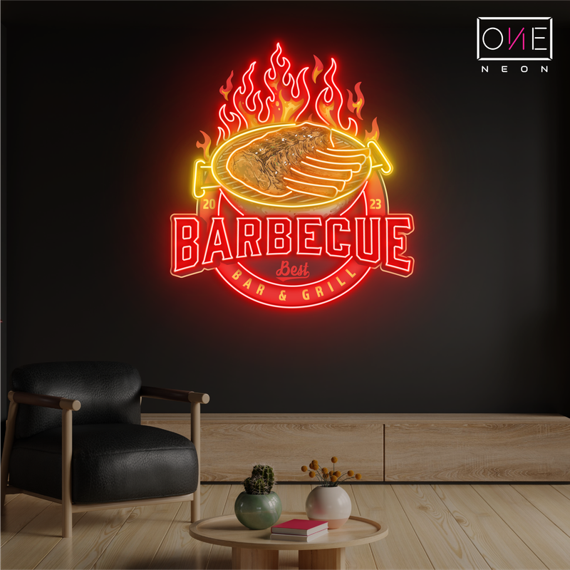 Enseigne lumineuse LED néon « Barbecue Bar & Grill »
