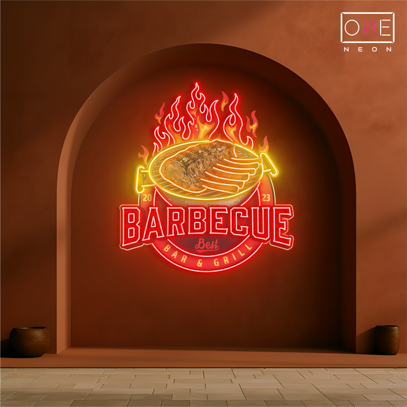 Enseigne lumineuse LED néon « Barbecue Bar & Grill »