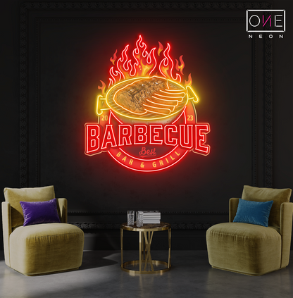 Enseigne lumineuse LED néon « Barbecue Bar & Grill »
